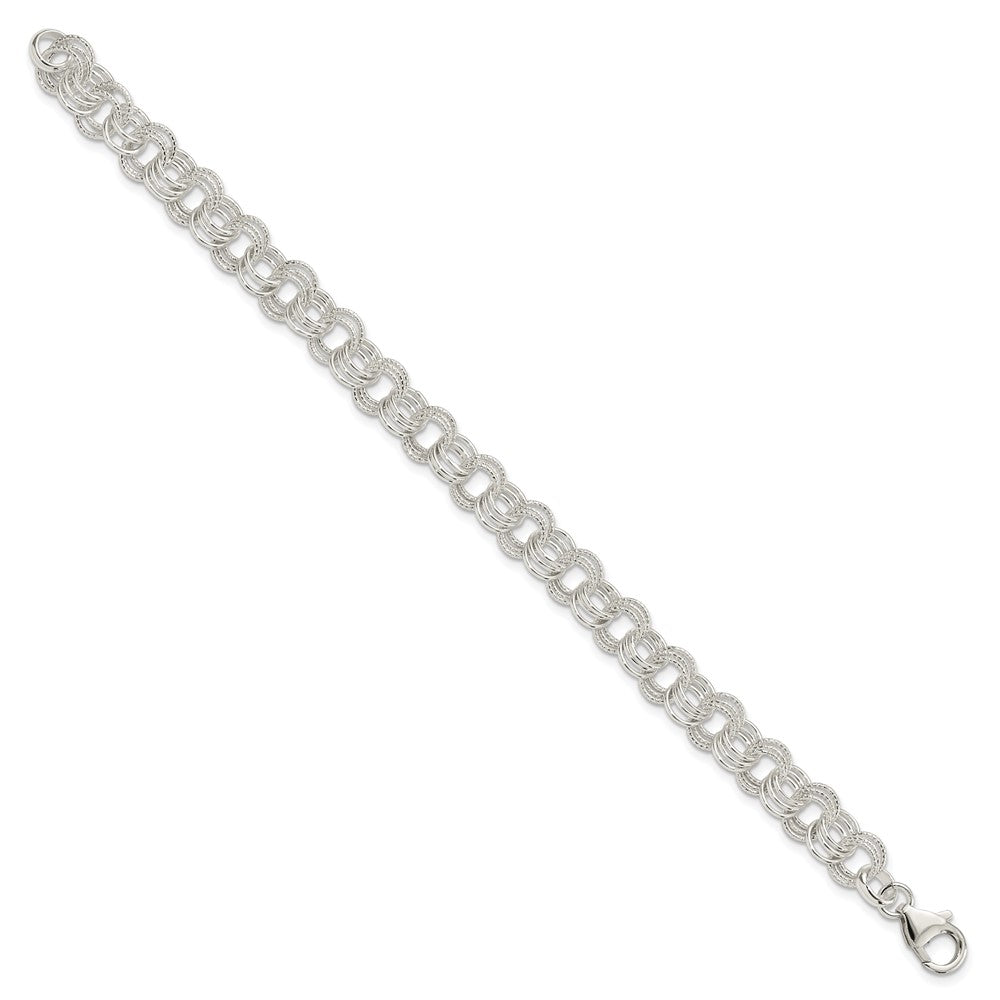 Sterling Silver Triple Link Charm Bracelet