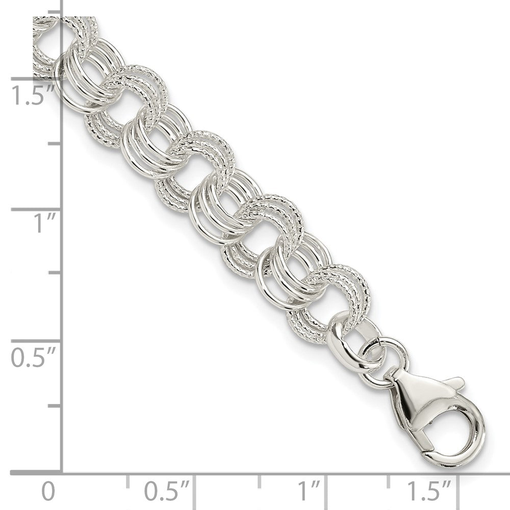 Sterling Silver Triple Link Charm Bracelet