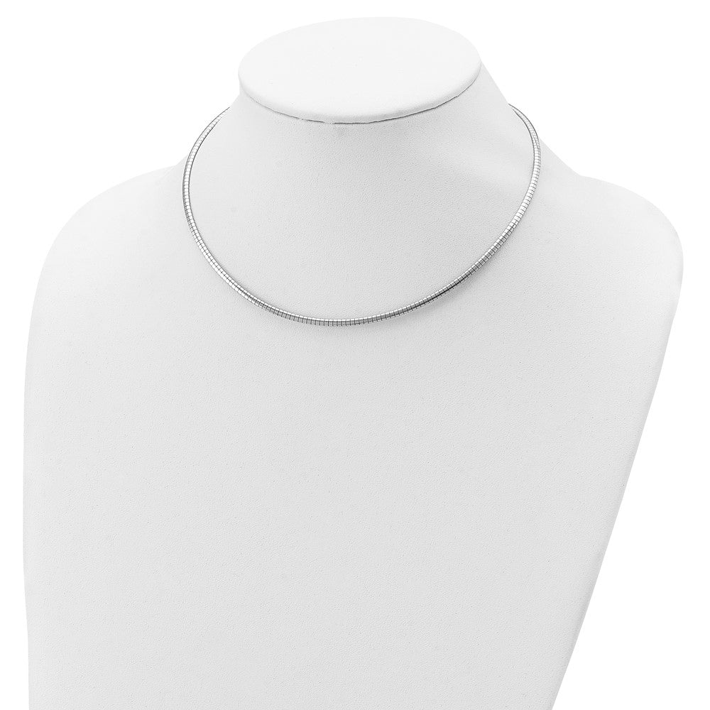 Sterling Silver Rhodium-plated 2mm w/2 in Ext Cubetto Chain