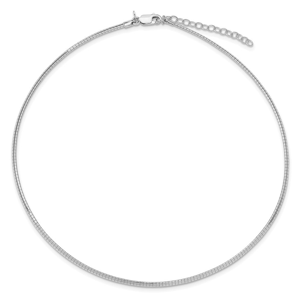 Sterling Silver Rhodium-plated 2mm w/2 in Ext Cubetto Chain