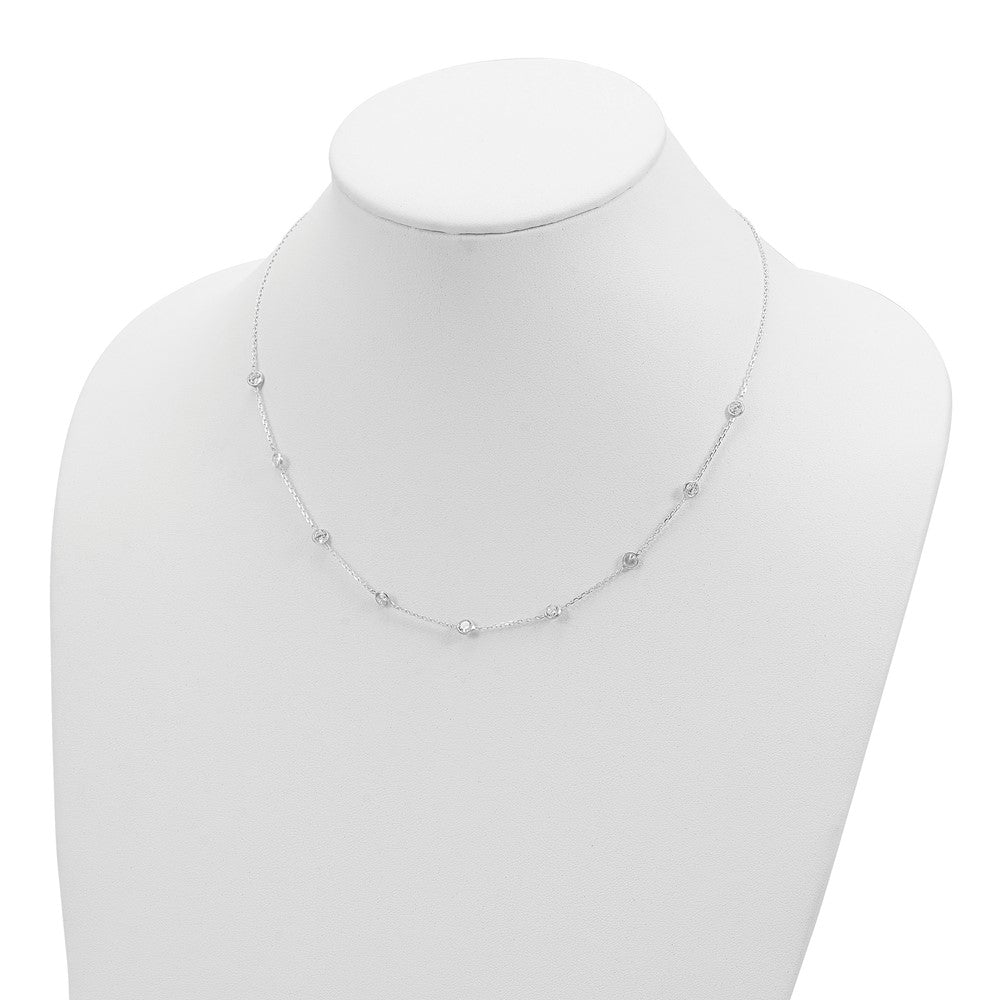 Sterling Silver Clear 4mm 9-Station CZ w/ ext. Necklace