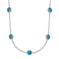 Sterling Silver 9-Station Blue CZ Necklace