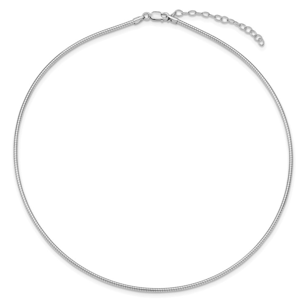 Sterling Silver Rhodium-plated 2mm Round w/ ext Cubetto Necklace