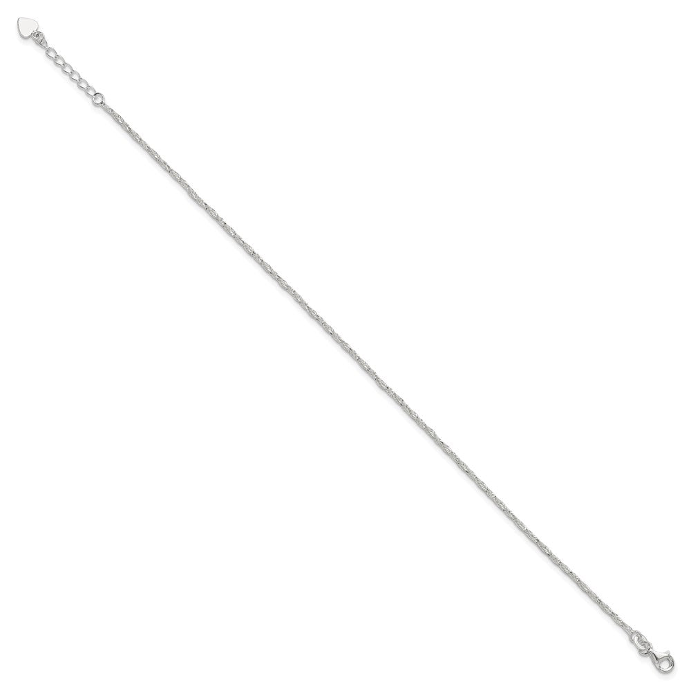 Sterling Silver Polished 9in Plus 1in ext. Anklet
