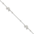 Sterling Silver Polished Dolphin9in Plus Ext. Anklet