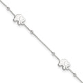 Sterling Silver Polished Elephant Plus Ext. Anklet