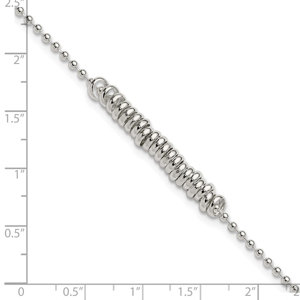 Sterling Silver Polished Fancy Love Ring Anklet