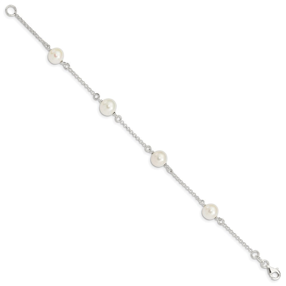 Sterling Silver 8-9mm Freshwater Cultured Pearl Bracelet
