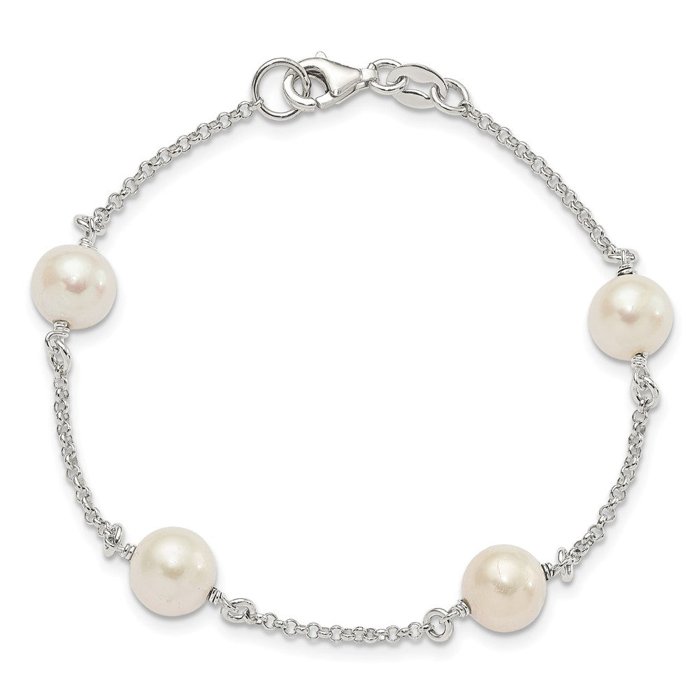 Sterling Silver 8-9mm Freshwater Cultured Pearl Bracelet