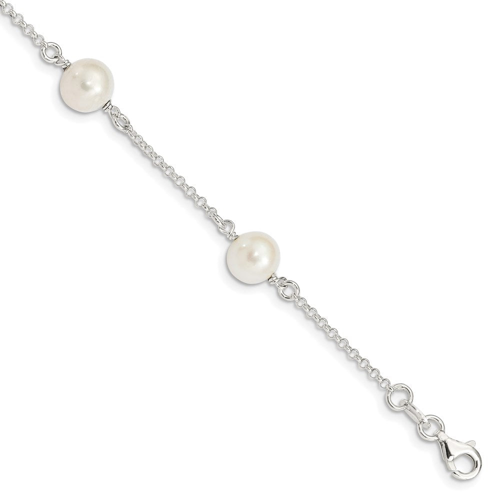 Sterling Silver 8-9mm Freshwater Cultured Pearl Bracelet