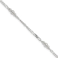 Sterling Silver Polished Bead Plus 1in ext. Anklet