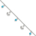 Sterling Silver Shells and Turquoise Beads Plus ext. Anklet