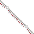 Sterling Silver Red Beads 10in Plus 1in Ext. Anklet