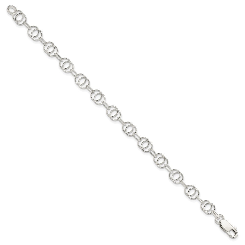 Sterling Silver Polished and Textured Fancy Bracelet