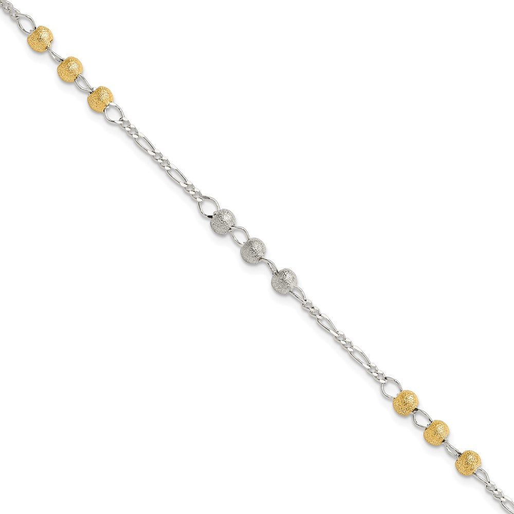 Sterling Silver Gold-plated Textured Beaded Bracelet