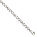 Sterling Silver Polished Circles and Brushed Hearts Bracelet