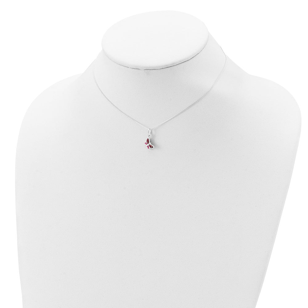 Sterling Silver Polished Enameled Butterfly Necklace