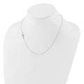 Sterling Silver Rhod-pltd CZ Offset Sideways Cross w/ Ext Necklace