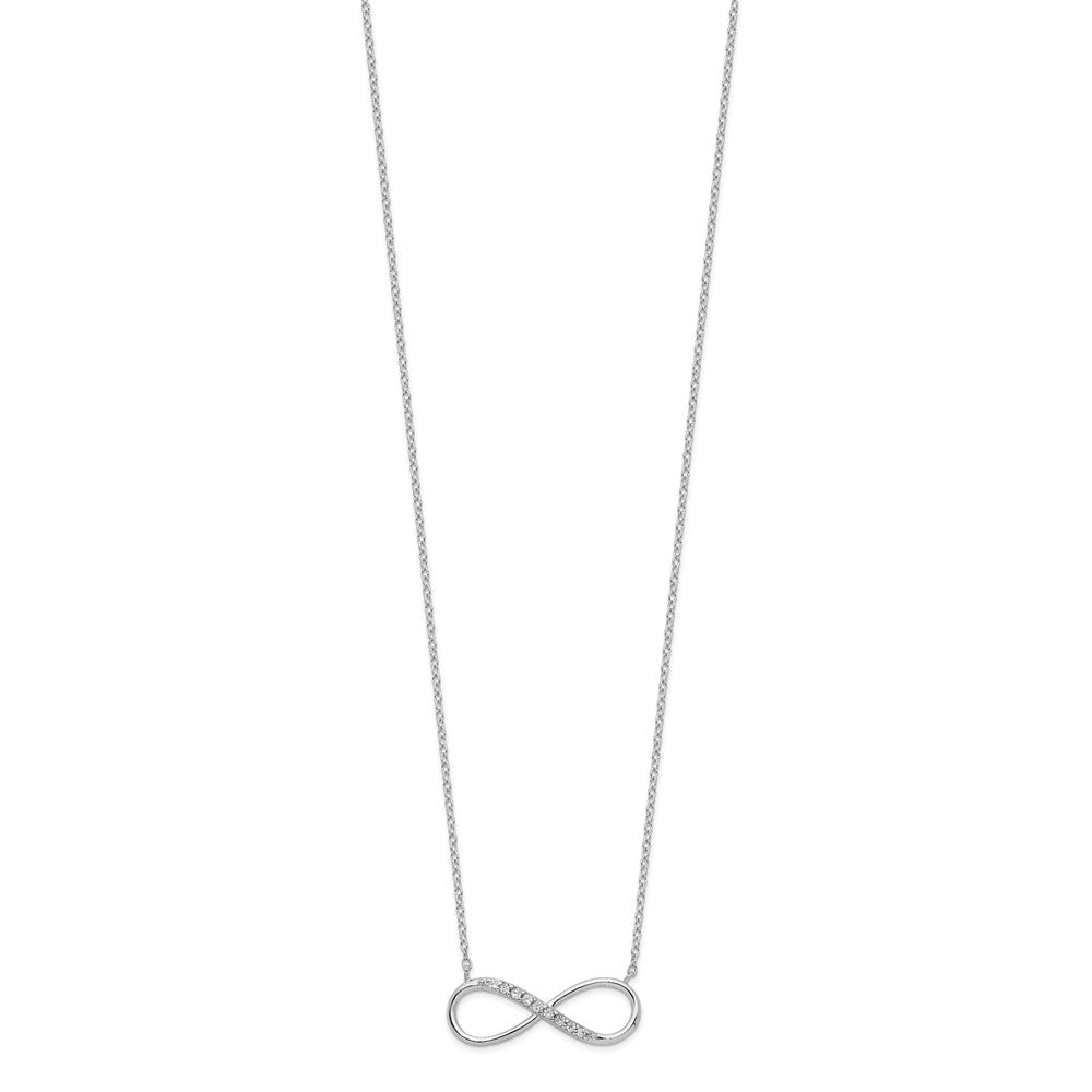 Sterling Silver Rhodium-plated with CZ Infinity w/ EXT Necklace