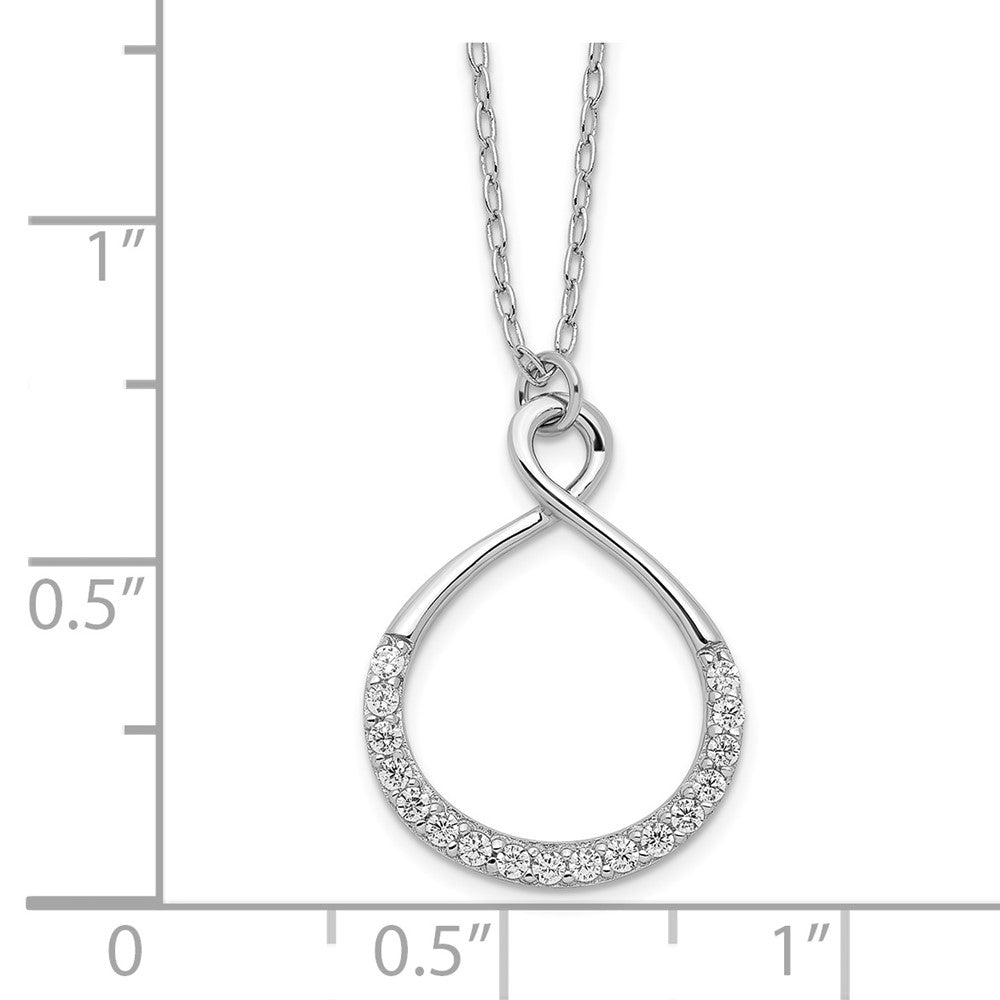 Sterling Silver Rhodium-plated with CZ Infinity w/ EXT Necklace