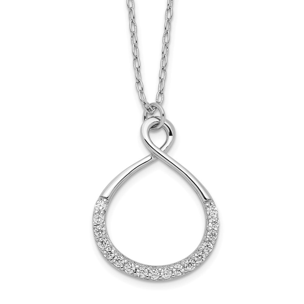 Sterling Silver Rhodium-plated with CZ Infinity w/ EXT Necklace