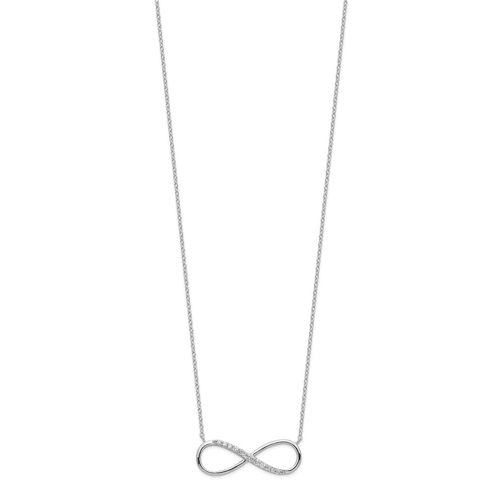 Sterling Silver Rhodium-plated with CZ Infinity w/ EXT Necklace