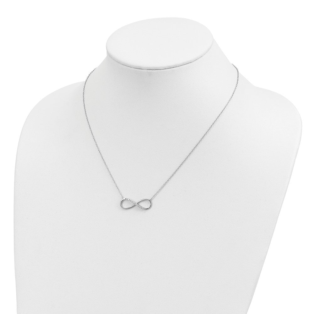 Sterling Silver Rhodium-plated with CZ Infinity w/ EXT Necklace