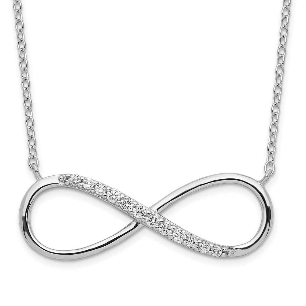 Sterling Silver Rhodium-plated with CZ Infinity w/ EXT Necklace