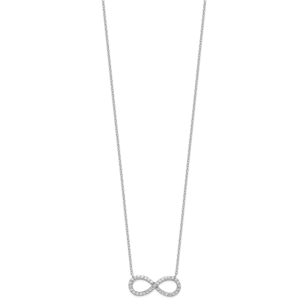 Sterling Silver Rhodium-plated with CZ Infinity w/ EXT Necklace