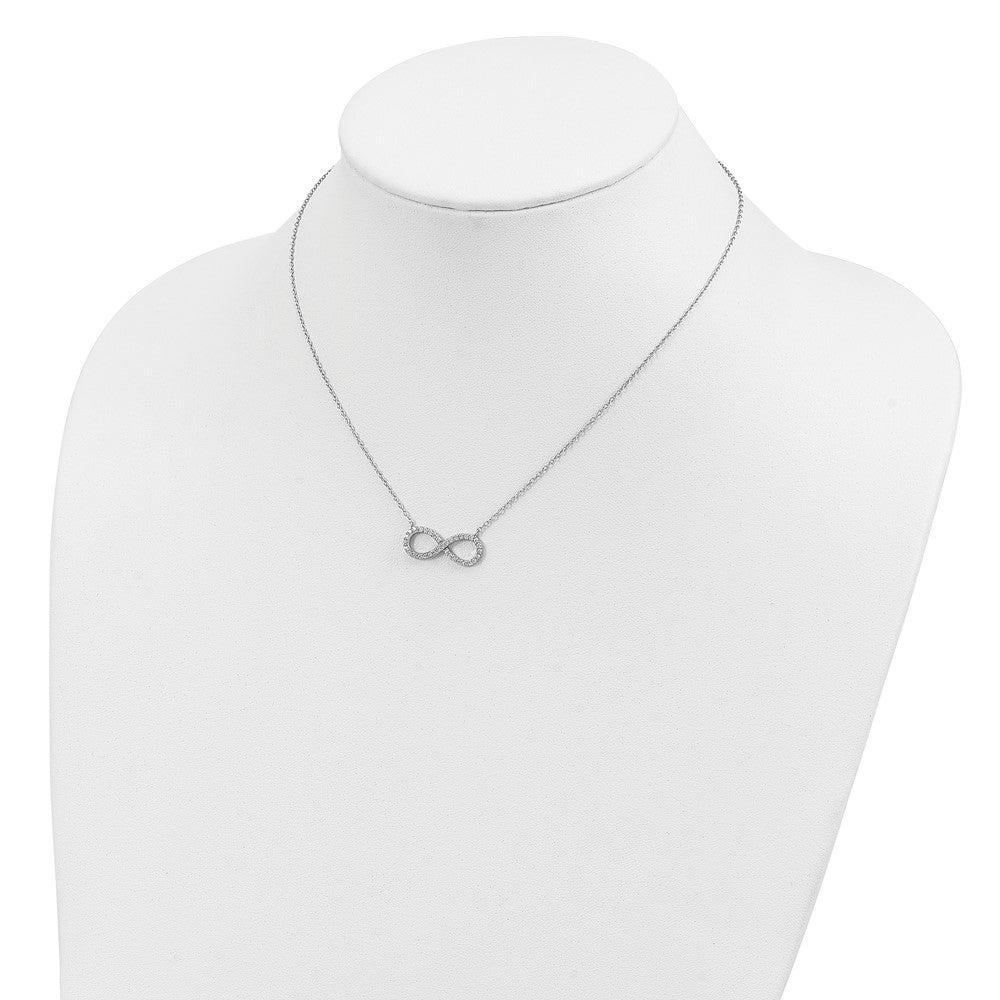 Sterling Silver Rhodium-plated with CZ Infinity w/ EXT Necklace