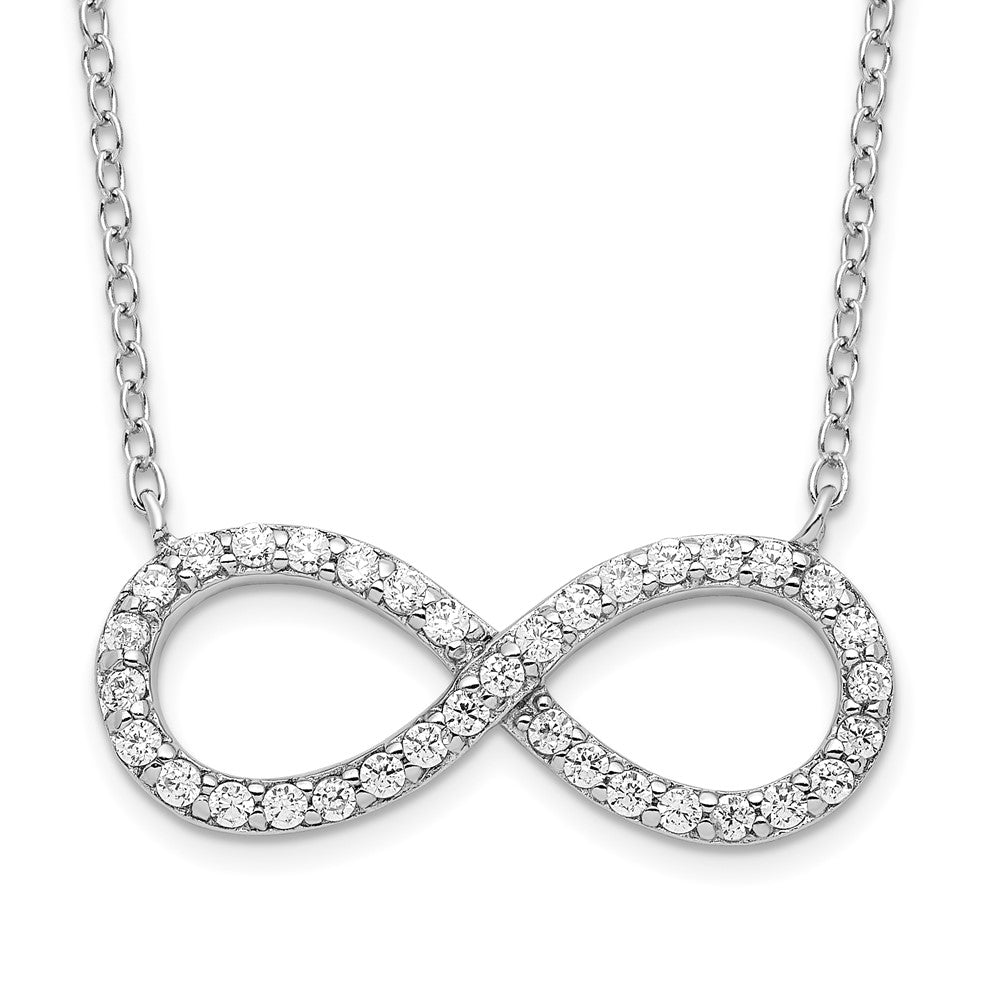 Sterling Silver Rhodium-plated with CZ Infinity w/ EXT Necklace