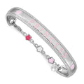 Sterling Silver RH-plated Enamel & Crystal PRINCESS w/Chain Baby Bangle