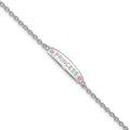 SS RH-plated Polished Enameled PRINCESS w/ 1in ext. Children's Bracelet