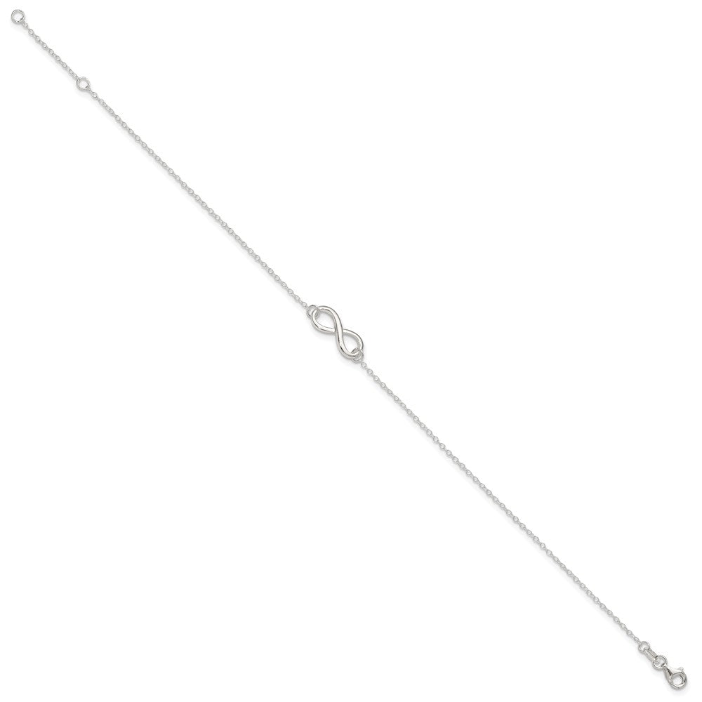 Sterling Silver Polished Plus . Ext. Infinity Symbol Anklet