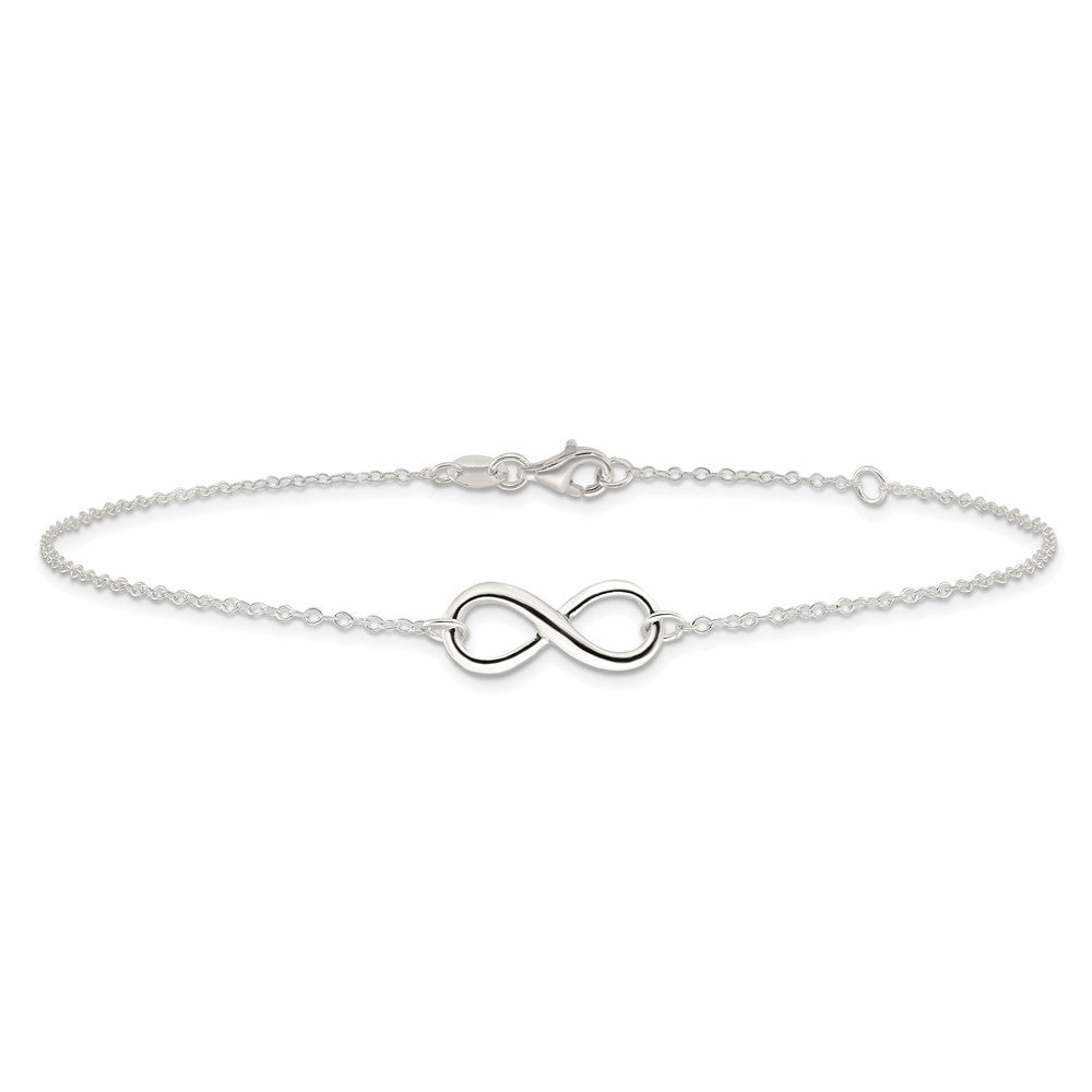 Sterling Silver Polished Plus . Ext. Infinity Symbol Anklet