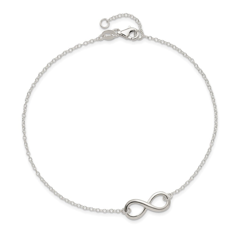 Sterling Silver Polished Plus . Ext. Infinity Symbol Anklet