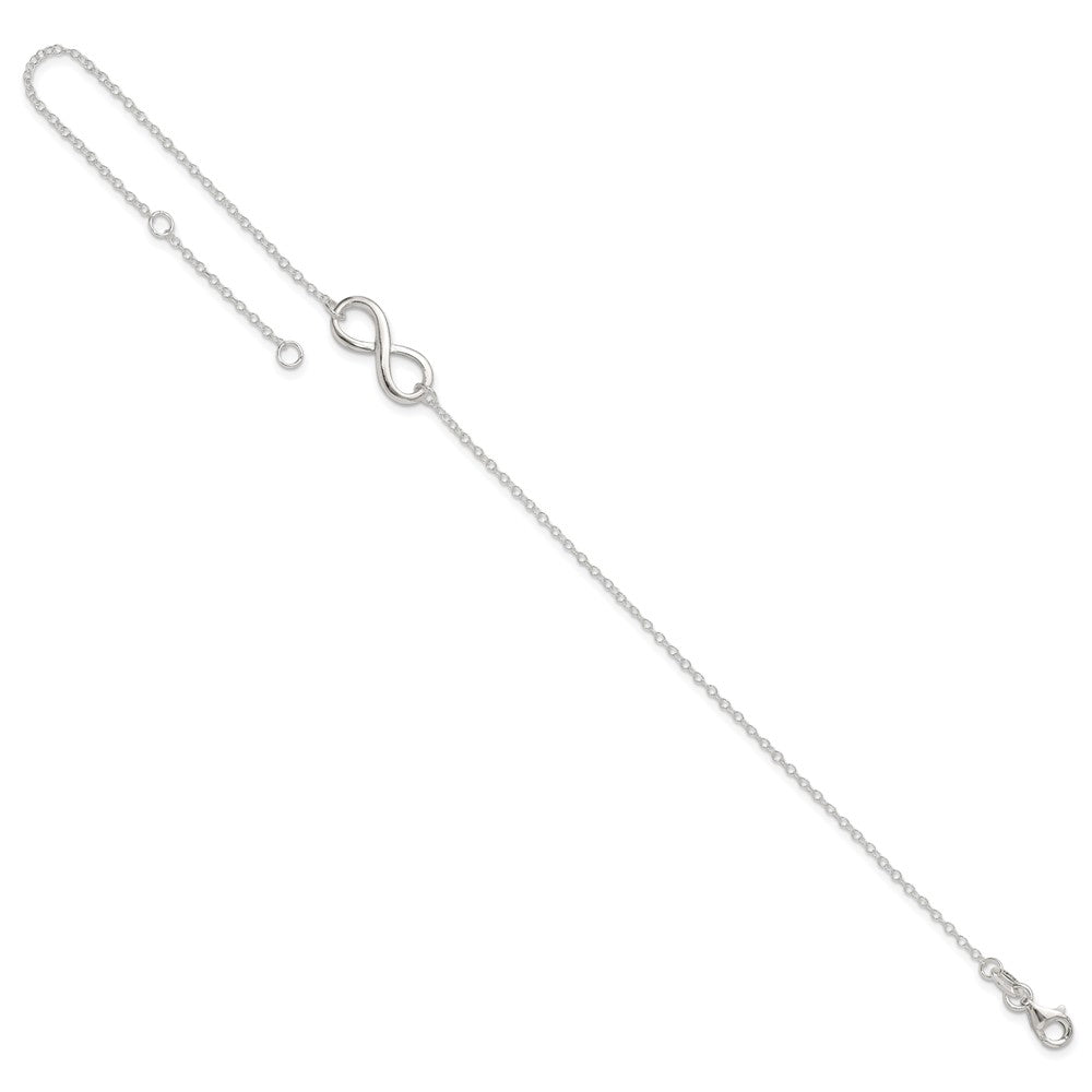 Sterling Silver Polished Plus . Ext. Infinity Symbol Anklet