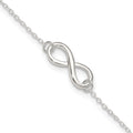 Sterling Silver Polished Plus . Ext. Infinity Symbol Anklet
