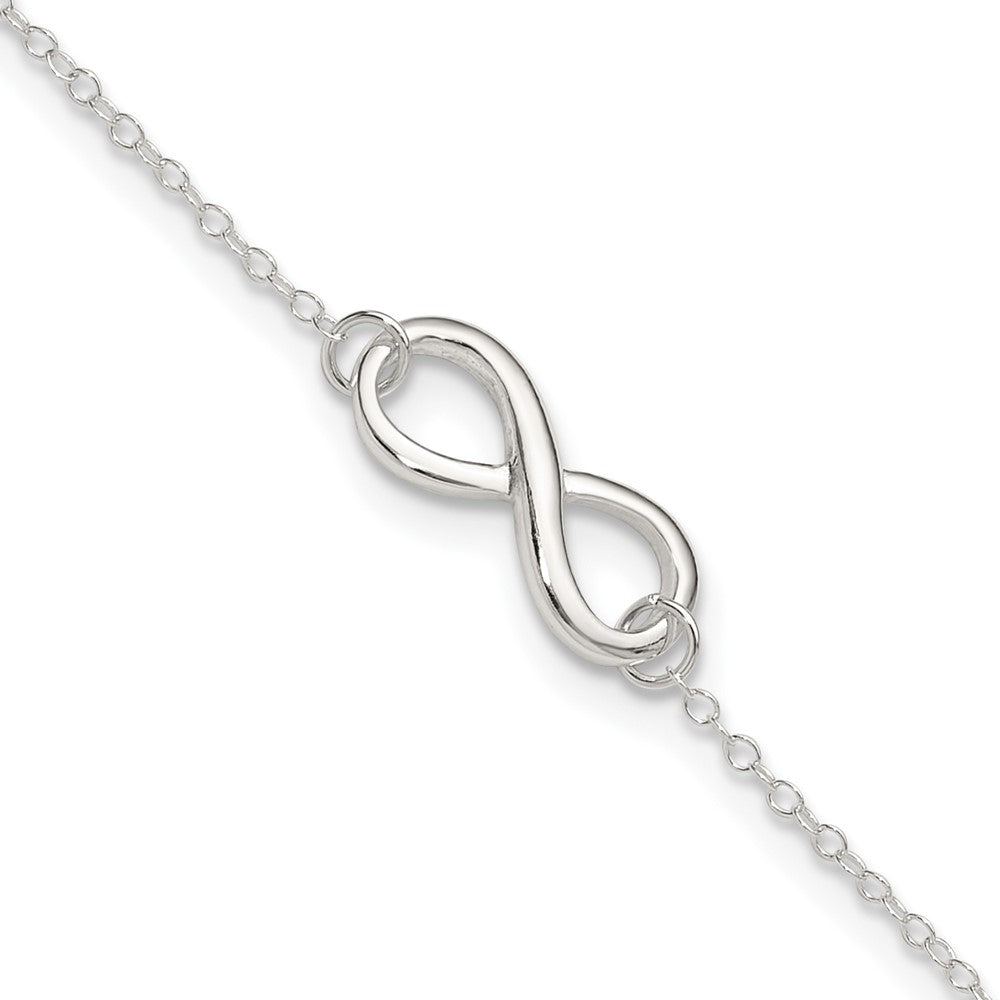 Sterling Silver Polished Plus . Ext. Infinity Symbol Anklet