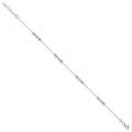 Sterling Silver Polished CZ and Bead Plus ext. Anklet