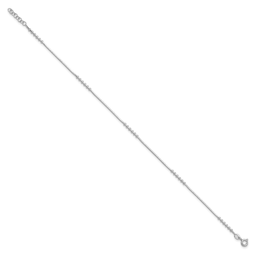 Sterling Silver Rhodium-plated Polished 10in w/.5in ext Anklet