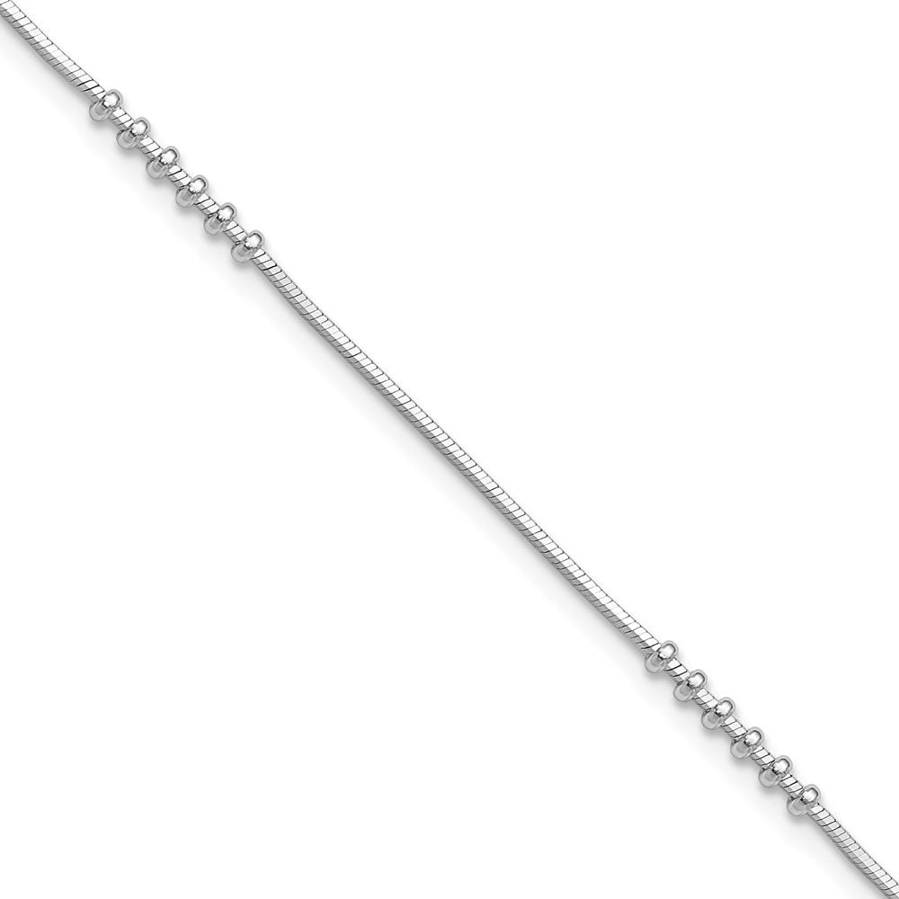 Sterling Silver Rhodium-plated Polished 10in w/.5in ext Anklet