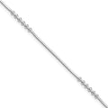 Sterling Silver Rhodium-plated Polished 10in w/.5in ext Anklet