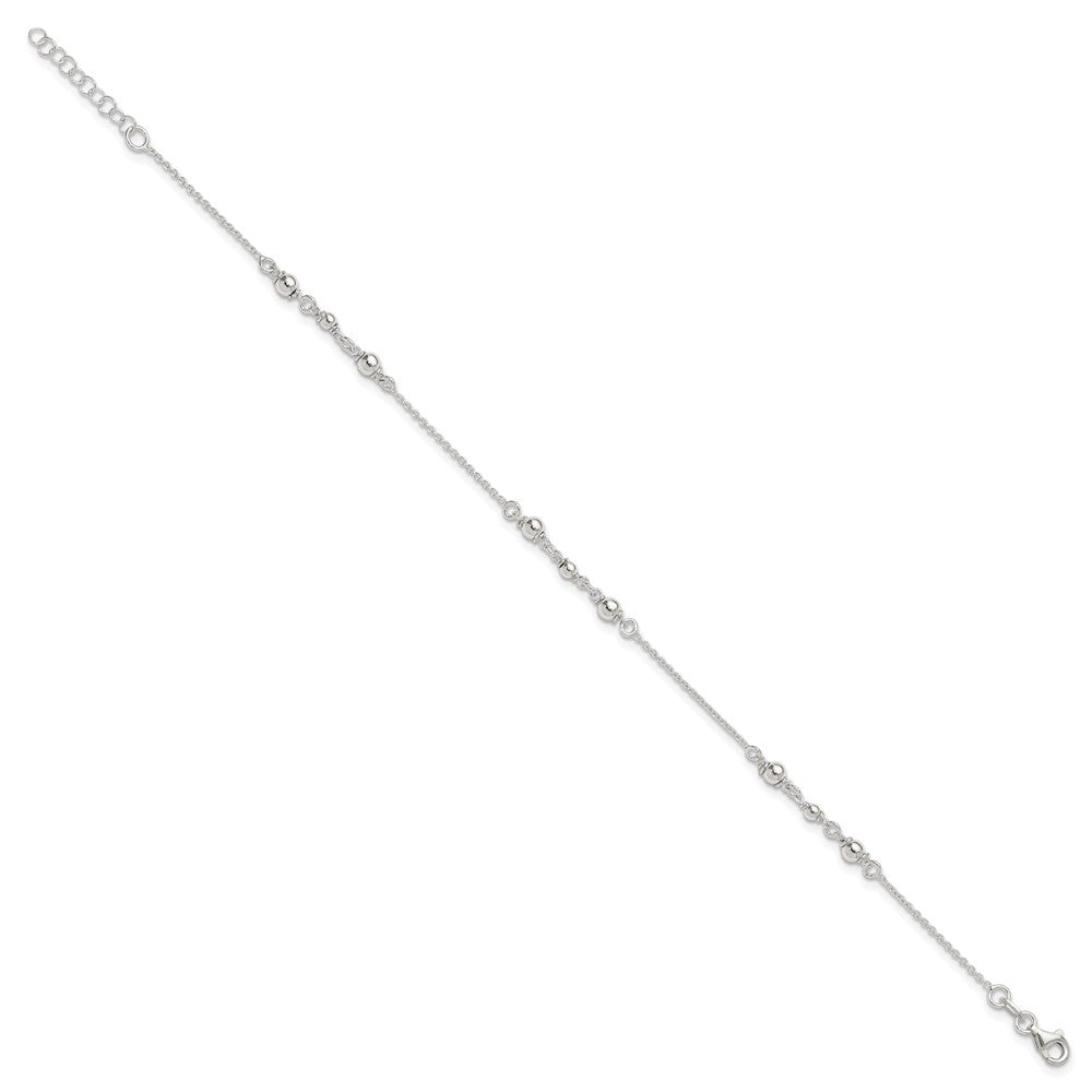 Sterling Silver Polished w/1in. Ext. Fancy Anklet
