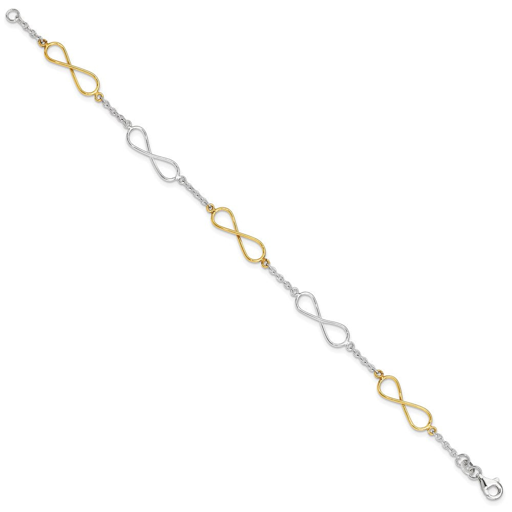 Sterling Silver Polished Flash Gold-plated Infinity Symbol Bracelet