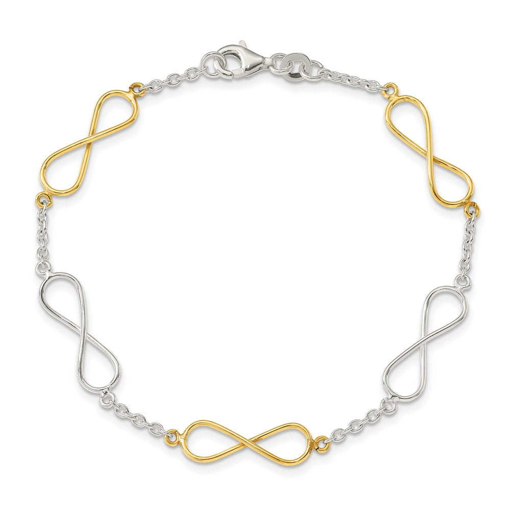 Sterling Silver Polished Flash Gold-plated Infinity Symbol Bracelet