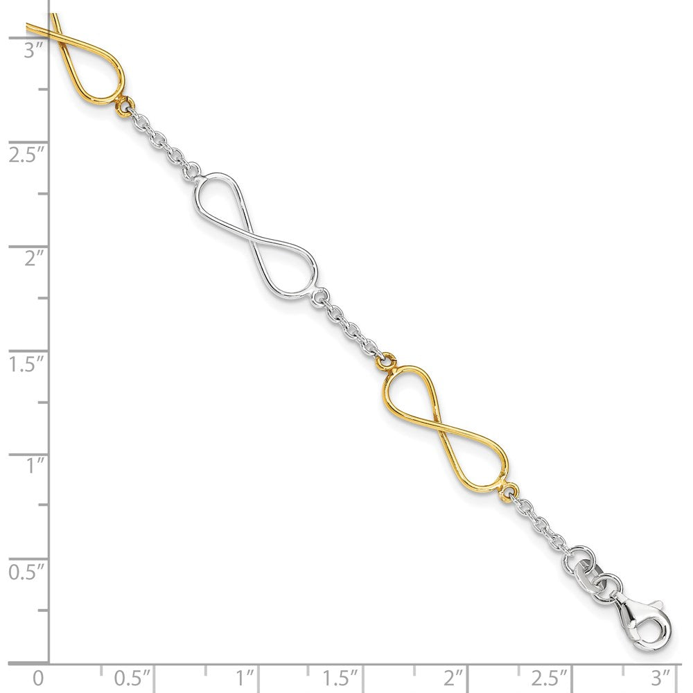 Sterling Silver Polished Flash Gold-plated Infinity Symbol Bracelet