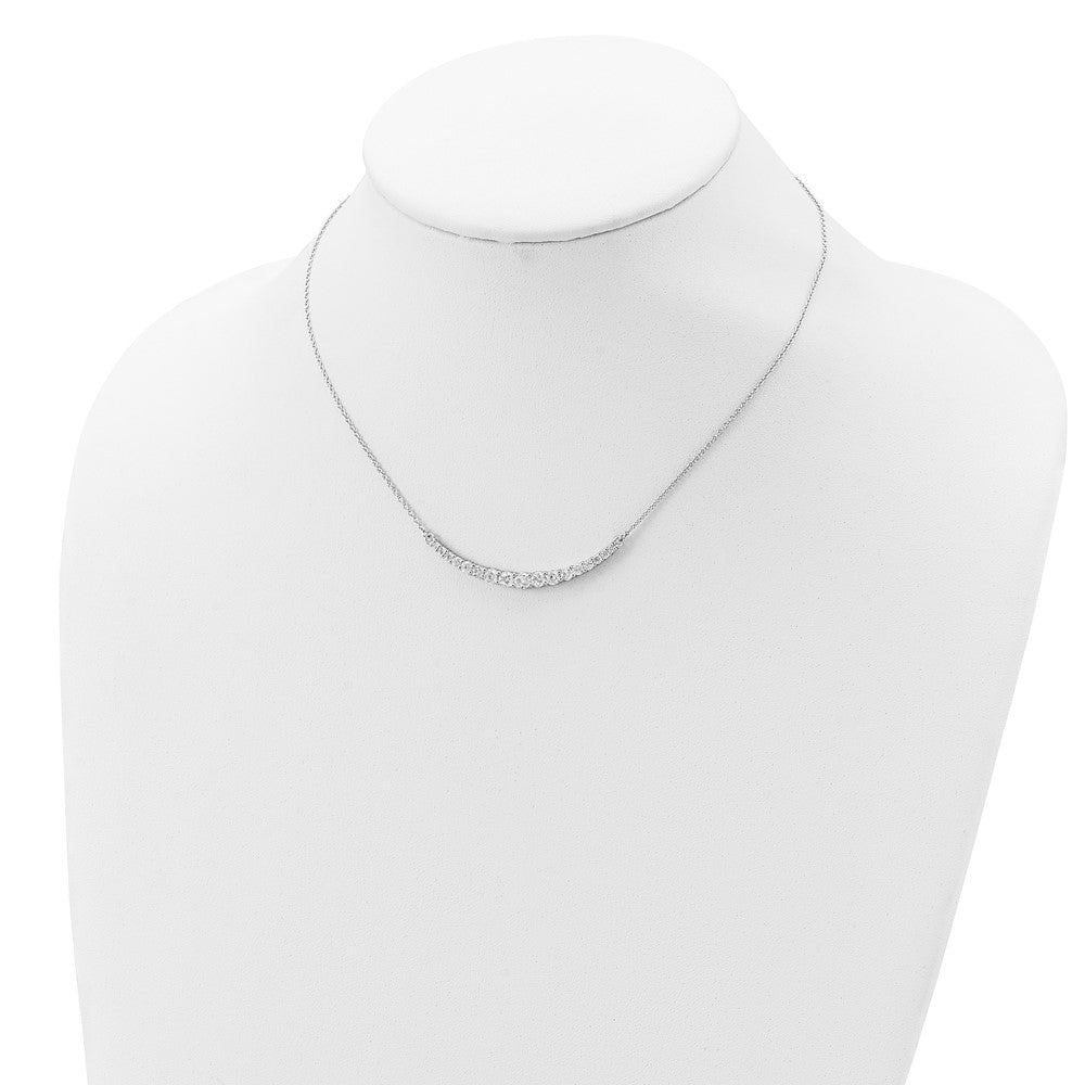 Sterling Silver Rhodium-plated CZ w/ ext. Bar Necklace