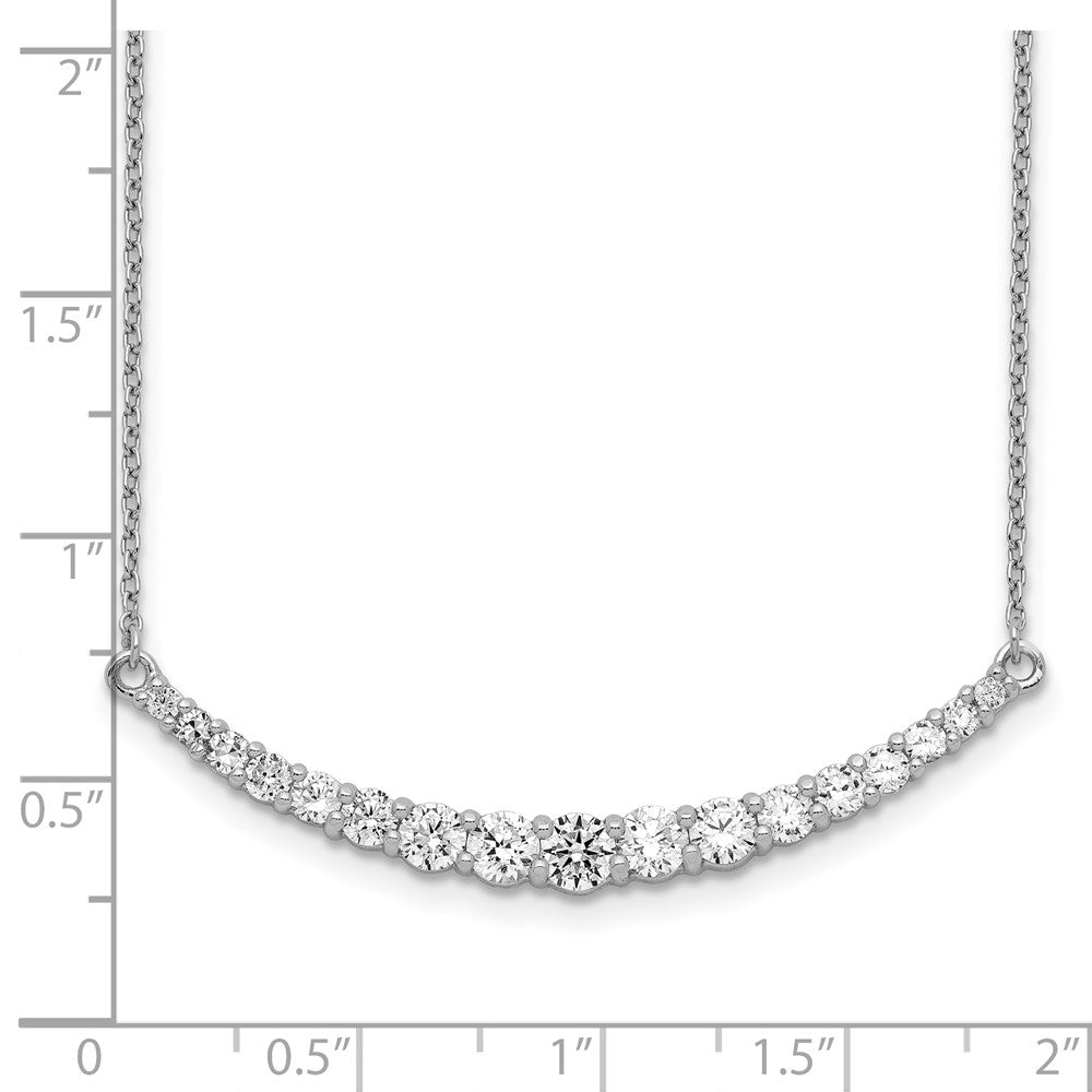 Sterling Silver Rhodium-plated CZ w/ ext. Bar Necklace
