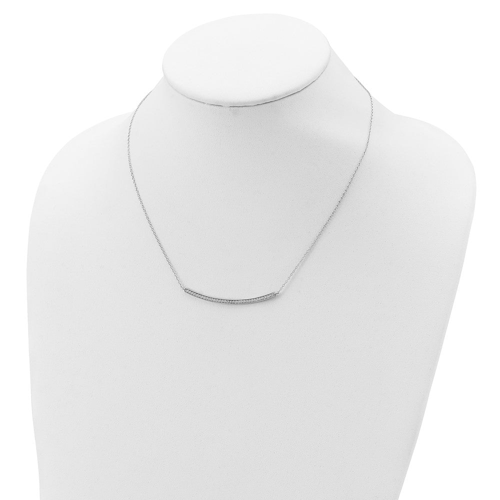 Sterling Silver Rhodium-plated CZ w/ ext. Bar Necklace